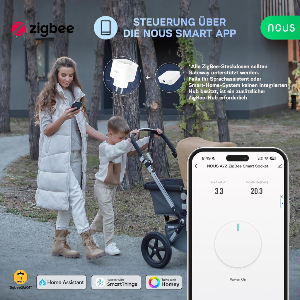 NOUS A7Z – Zigbee Smart Plug with Energy Monitoring image 1