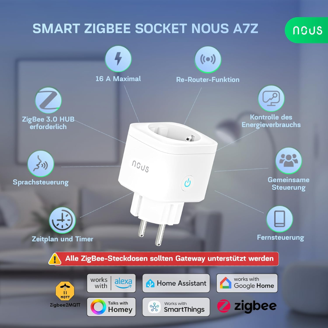 NOUS A7Z – Zigbee Smart Plug with Energy Monitoring image 2